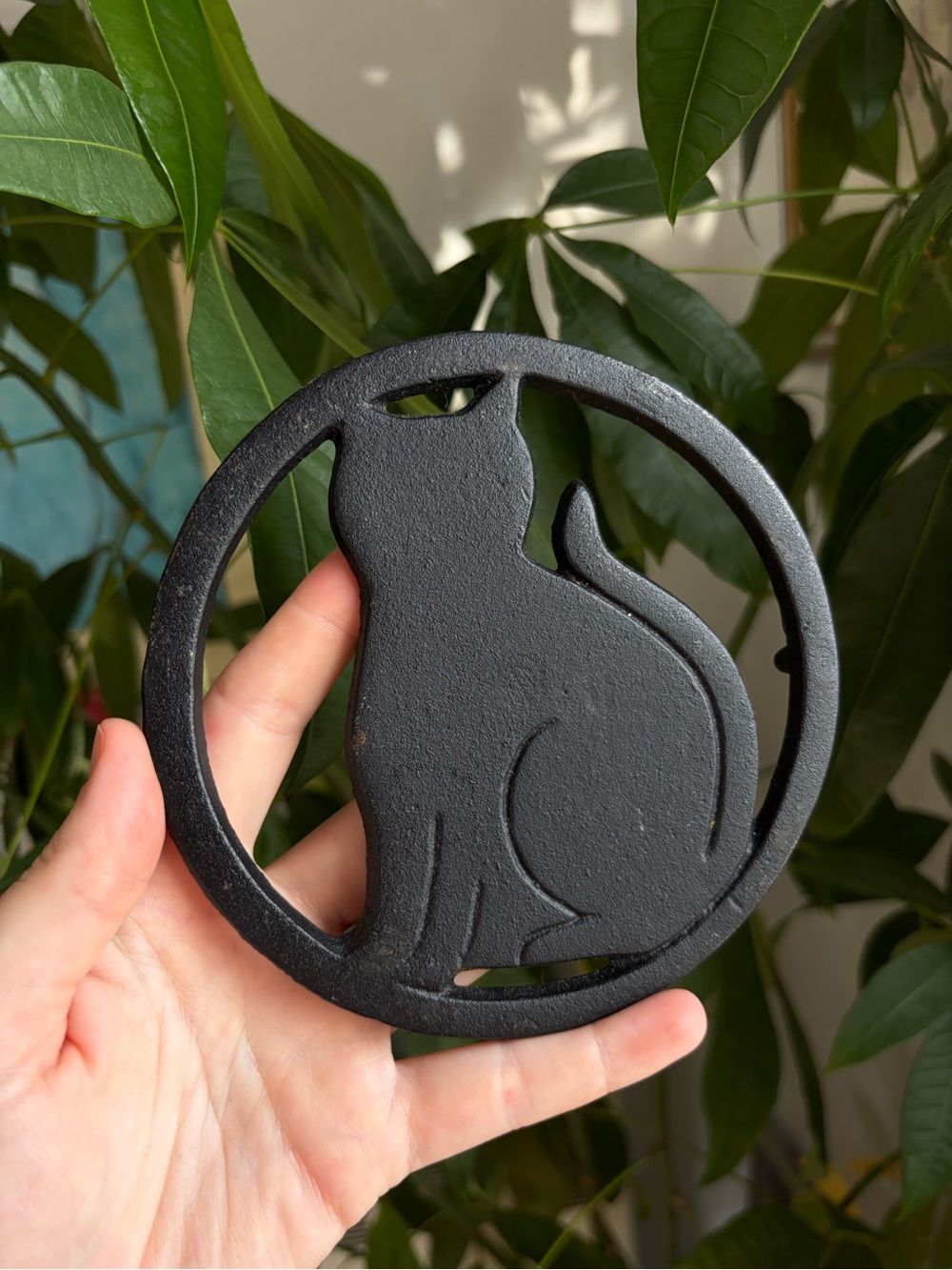 Vintage Black Cat-Shaped Cast Iron Trivet